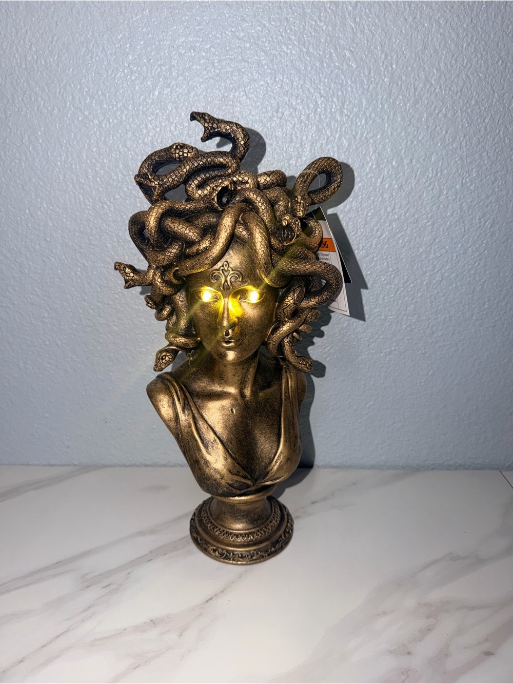 Medusa Bust Statue with Glowing Eyes - Halloween Decor